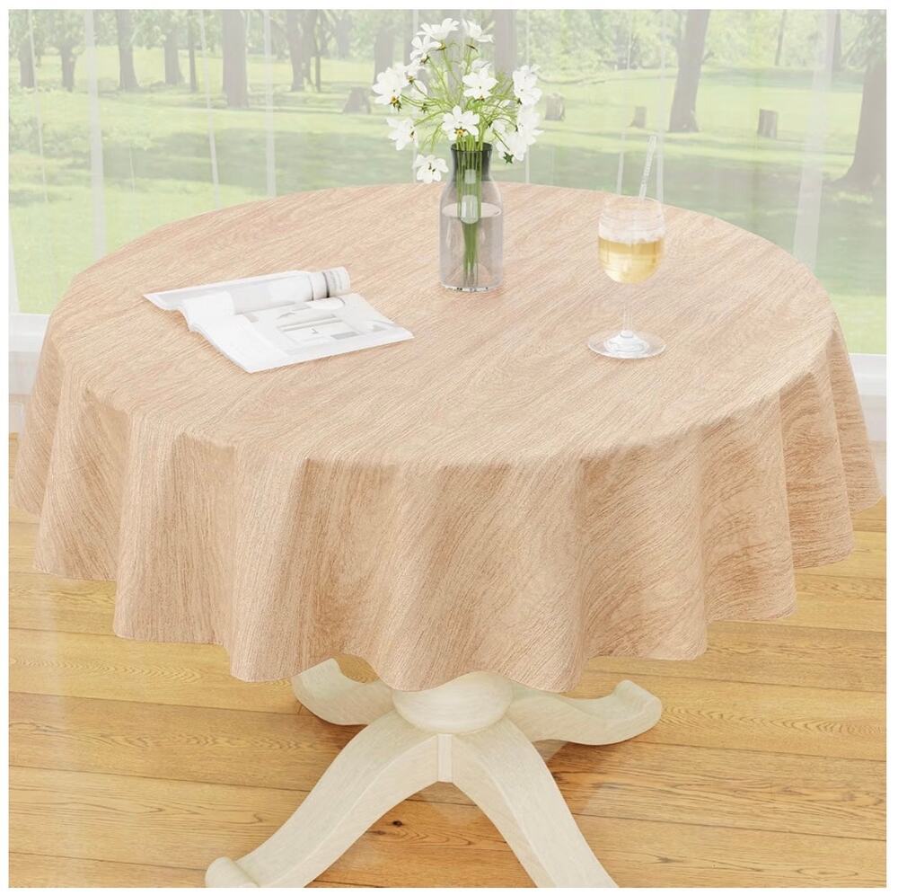 Beige Round Table cloth 60” Round Waterproof Spillproof Plastic